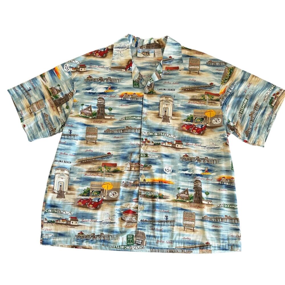 Matt Rider Southern California Print Cotton Button Down Short Sleeve Shirt Large